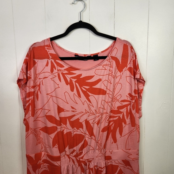 Lands End Women's Size 2X Maxi Dress New Pink Tropical Stretchy Jersey Soft Knit - Picture 2 of 8